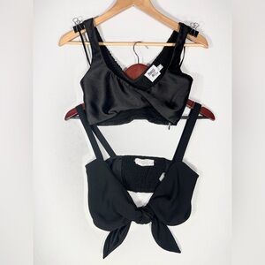 TWO Black Crop Tops: Princess Polly & American Threads